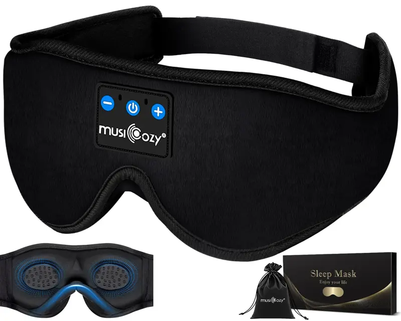 Antifaz Para Dormir Con Auriculares Bluetooth 5.4 MUSICOZY GH01 Batería 14 Horas