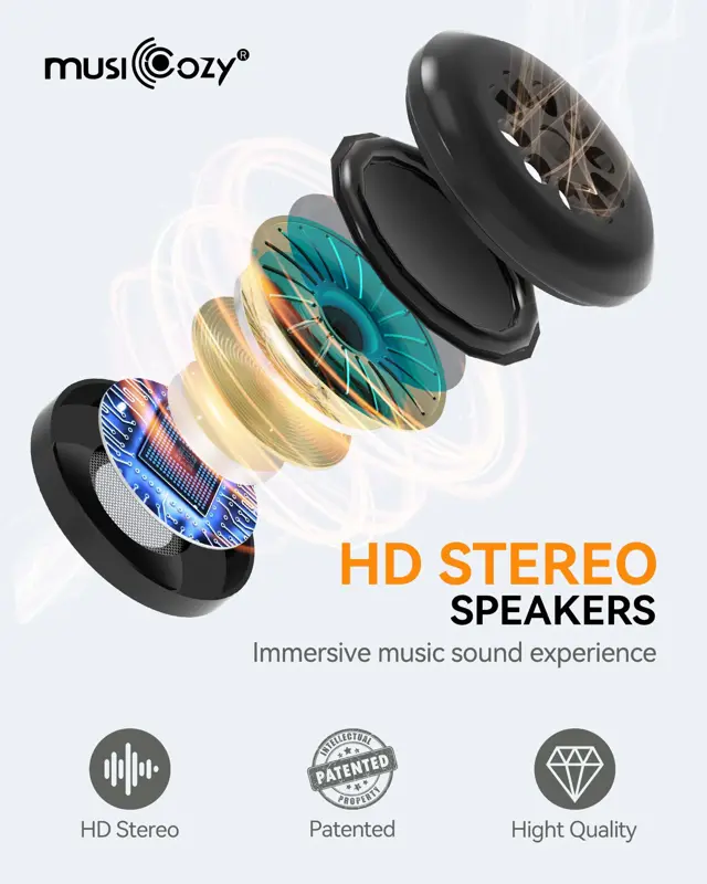 Antifaz Para Dormir Con Auriculares Bluetooth 5.4 MUSICOZY GH01 Batería 14 Horas