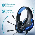 Auriculares Gamer Con Microfono Y Luces Negro/Azul 