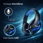 Auriculares Gamer Con Microfono Y Luces Negro/Azul 