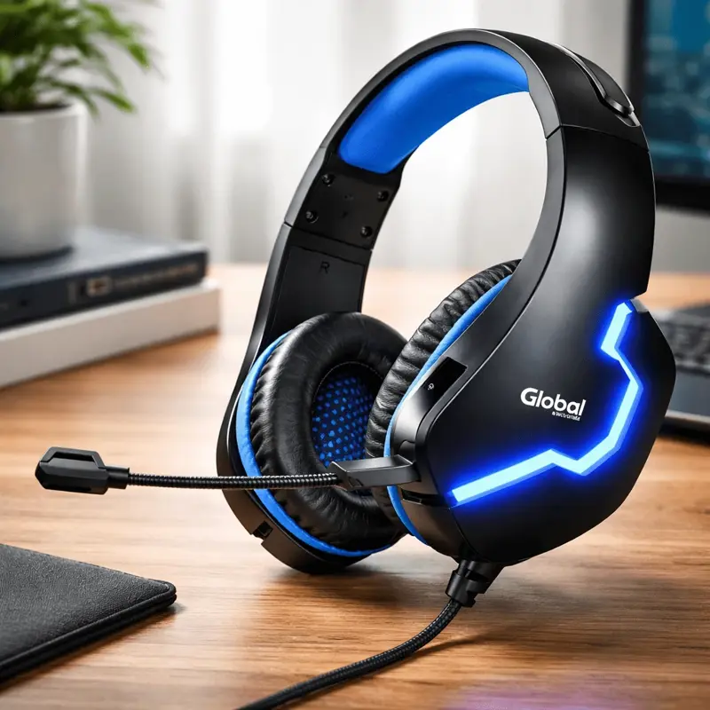 Auriculares Gamer Con Microfono Y Luces Negro/Azul