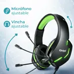 Auricular Gamer Con Microfono Y Luces Negro/Verde