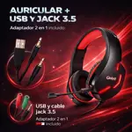 Auriculares Gamer Con Microfono Y Luces Negro/rojo Global
