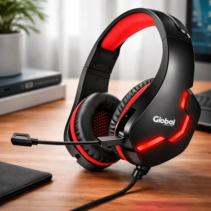 Auriculares Gamer Con Microfono Y Luces Negro/rojo Global