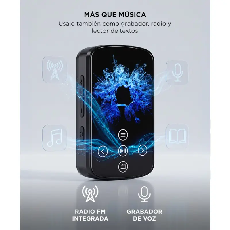 Reproductor MP3 Gadnic 32GB BT 4.2 Pantalla Color 1.5 Pulgadas Memoria Expandible 128GB