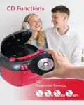 Boombox Cd Bluetooth Cassette Radio Mp3 Usb Aux Con Grabador Rojo