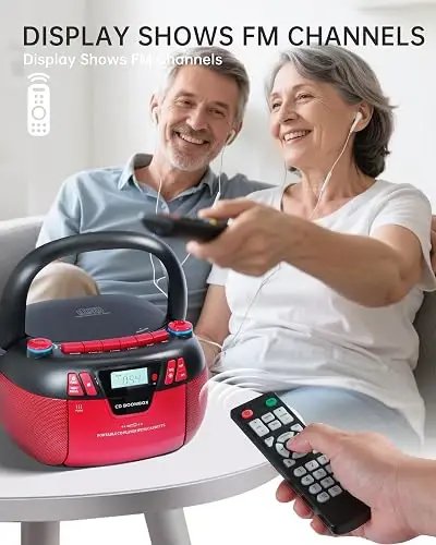 Boombox Cd Bluetooth Cassette Radio Mp3 Usb Aux Con Grabador Rojo
