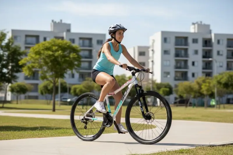 Bicicleta MTB Lady 10 Pro R29, T18, 21 vel, Disco, Blanca/Rosa/Verde