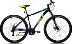 Bicicleta MTB 5 Pro - R29, Talle 20, 21 V, Disco, Acero, Negra/Azul/Amarilla