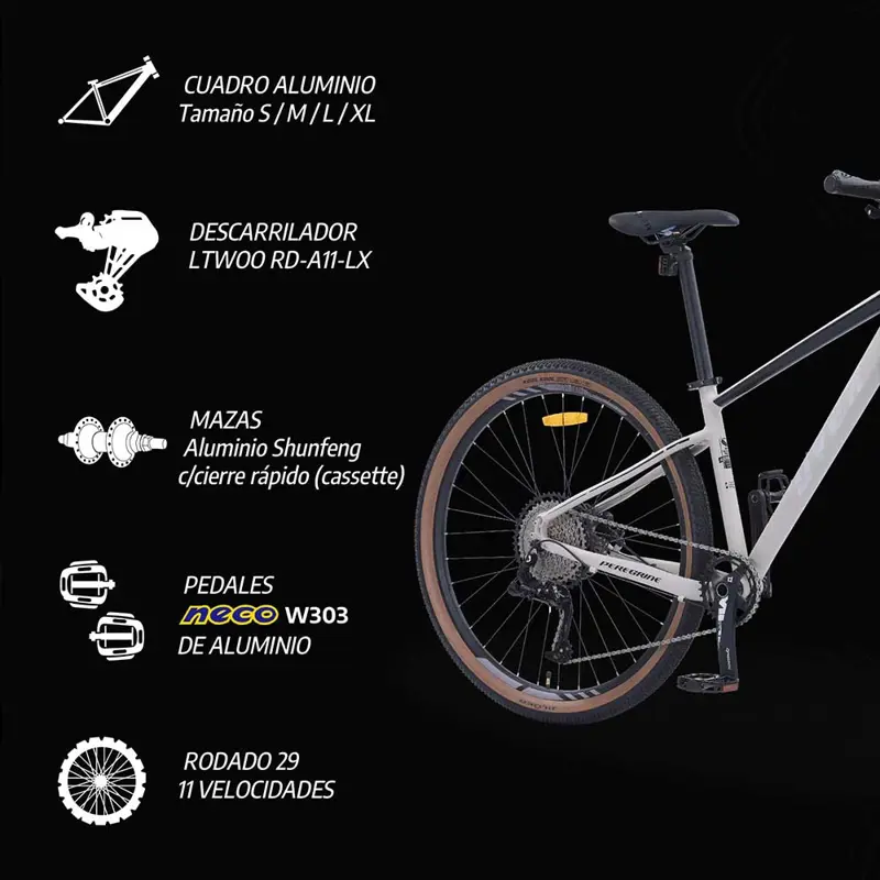Bicicleta Mtb Overtech Peregrine GT R29 Aluminio 11 Velocidades, Color Petroleo/Negro XL