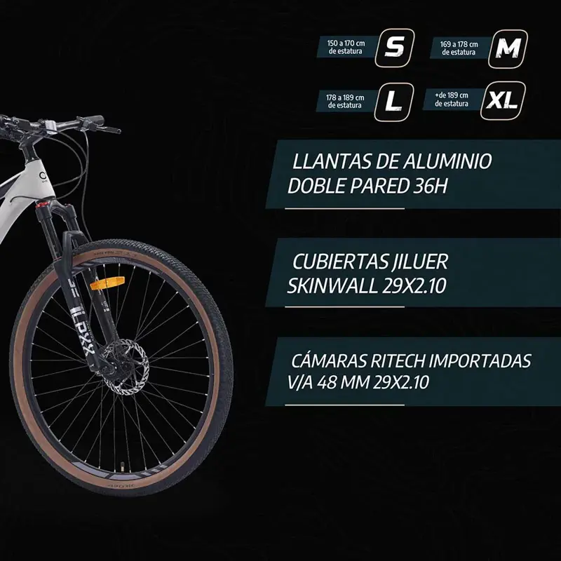 Bicicleta Mtb Overtech Peregrine GT R29 Aluminio 11 Velocidades, Color Petroleo/Negro XL