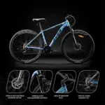 BICICLETA OVERTECH ARMADA OVER FORTIS ALUMINIO AL COLOR NEGRO AZUL TALLE M TAMAÑO DEL CUADRO M