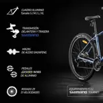 BICICLETA OVERTECH ARMADA OVER FORTIS ALUMINIO AL COLOR NEGRO AZUL TALLE M TAMAÑO DEL CUADRO M
