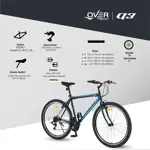 Bicicleta Mtb Overtech Q3 R29, 21 Velocidades Sunrun, Color Negro/Blanco, Tamaño del cuadro XL