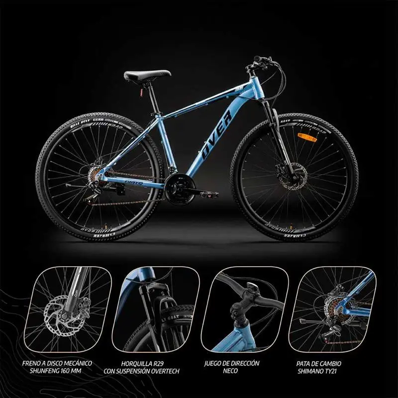 Bicicleta Mtb Overtech Fortis R29 Aluminio Full Shimano, 21 V Color Cobre/Negro L