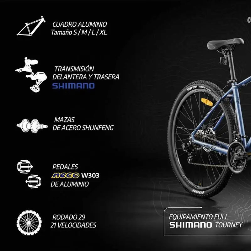 Bicicleta Mtb Overtech Fortis R29 Aluminio Full Shimano, 21 V Color Cobre/Negro L