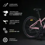 Bicicleta Mtb Overtech Q5 Lady R29, 21V Con Sus, Negro/Rosa M