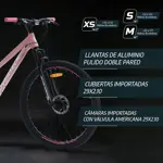 Bicicleta Mtb Overtech Q5 Lady R29, 21V Con Sus, Negro/Rosa M