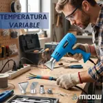 Pistola De Calor Midow Con 4 Boquillas 500° 2000w Azul