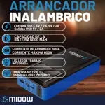 Arrancador De Batería Portátil Para Auto Midow 600a Pantalla