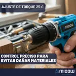 Taladro Percutor Atornillador Inalámbrico De 10mm Midow Celeste