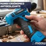 Taladro Percutor Atornillador Inalámbrico De 10mm Midow Celeste