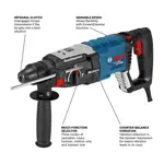 BOSCH GBH2-28L Martillo Rotatorio Bulldog Xtreme Max de 1-1/8 pulgadas SDS-plus y velocidad variable