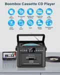 Reproductor de CD Boombox Greadio recargable con cassette Bluetooth