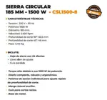 Sierra Circular Lüsqtoff Csl1500-8 185mm 1500w 220v 50hz