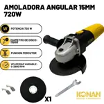 Combo Konan Taladro 13mm 750W + Amoladora 115mm 720W