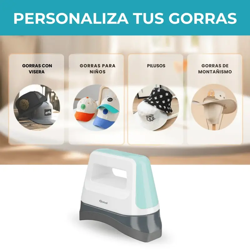 Estampadora Sublimadora Para Gorras Portátil 26x26 Con Base Global