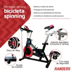 Bicicleta Fija Spinning Randers ARG-880SP Bandas Elásticas