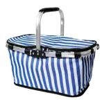 Canasta Termica Rayada Grande Plegable Picnic Aluminio Lunchera