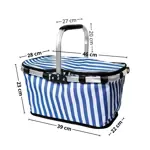 Canasta Termica Rayada Grande Plegable Picnic Aluminio Lunchera