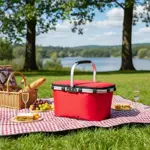 Canasta Lunchera Termica Plegable Picnic Rojo