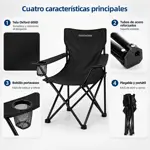 Silla Plegable Camping Director Reforzada Novohome Portavaso