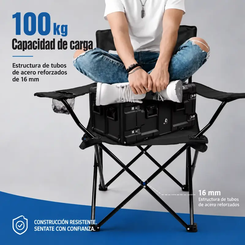 Silla Plegable Camping Director Reforzada Novohome Portavaso