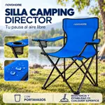 Silla Plegable Camping Director Reforzada Novohome Portavaso