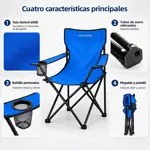 Silla Plegable Camping Director Reforzada Novohome Portavaso