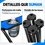 Silla Plegable Camping Director Reforzada Novohome Portavaso