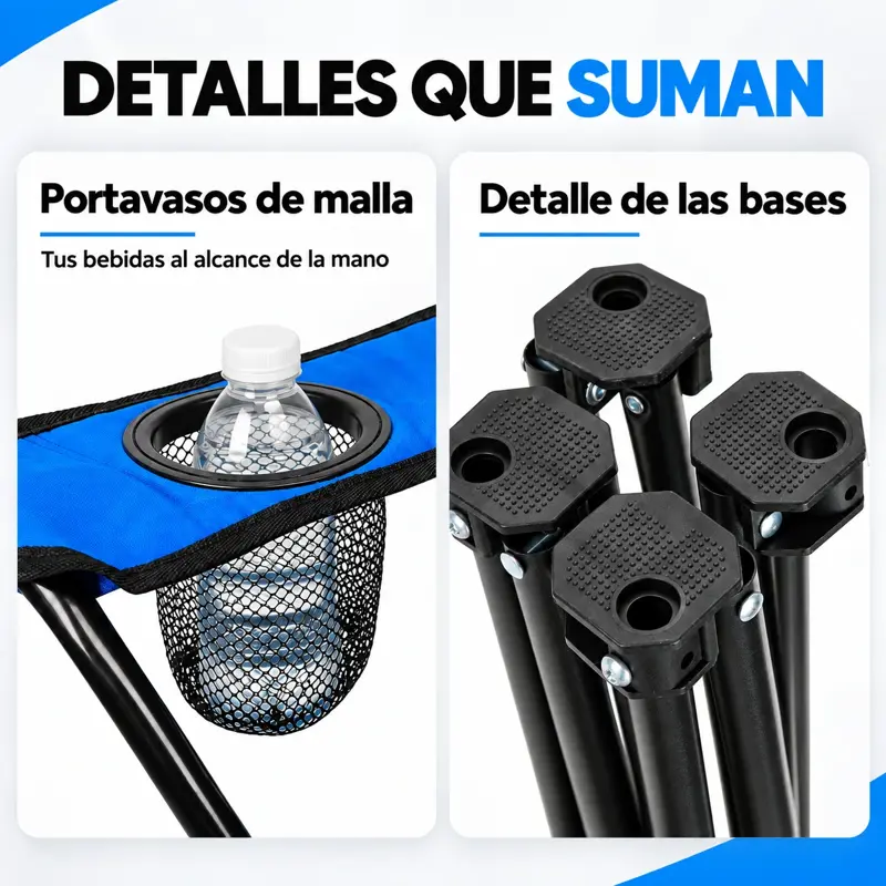 Silla Plegable Camping Director Reforzada Novohome Portavaso