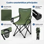 Silla Plegable Camping Director Reforzada Novohome Portavaso