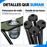 Silla Plegable Camping Director Reforzada Novohome Portavaso