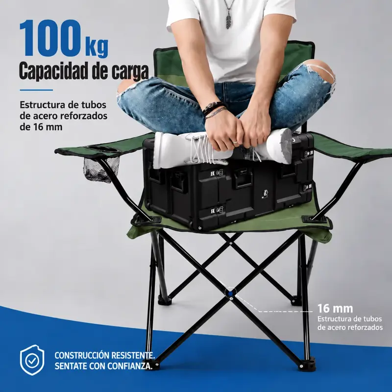 Silla Plegable Camping Director Reforzada Novohome Portavaso