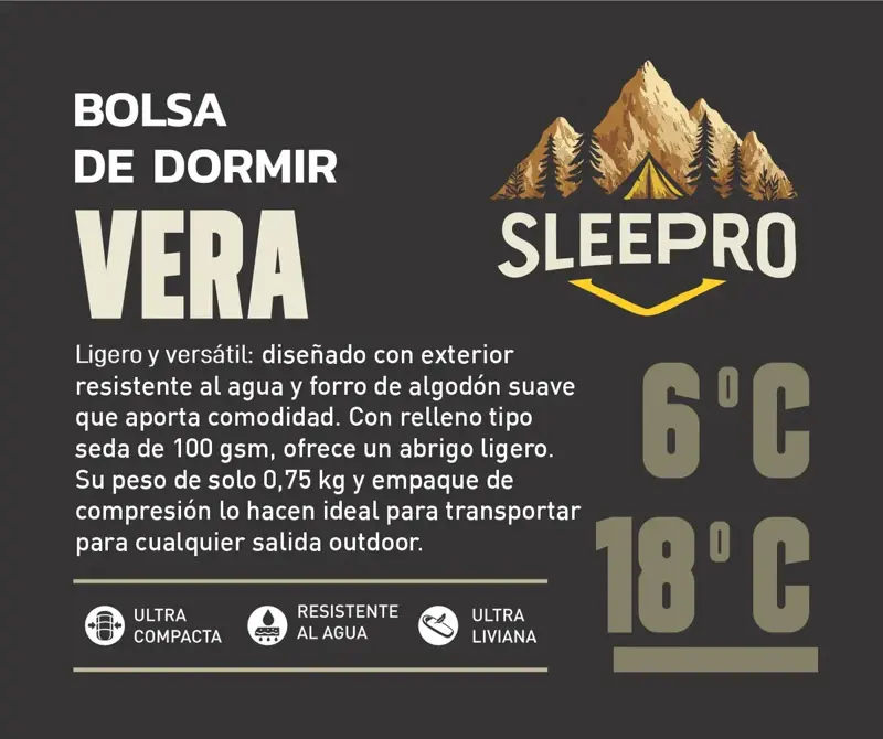 Bolsa De Dormir Driven Vera Ligera Impermeable 6 A 18 Grados