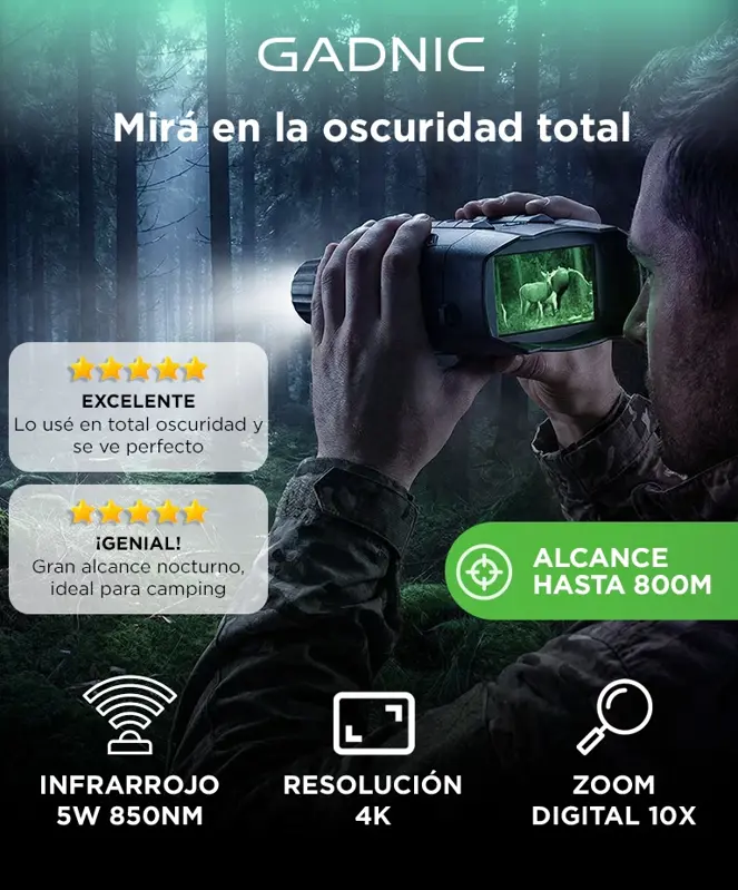 Binoculares Digitales Gadnic Visión Nocturna 800 m Pantalla IPS
