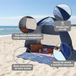 Carpa Playera Automática Pop Up Familiar Waggs Impermeable Azul