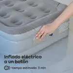 Colchón Sommier Inflable 1 Plaza Bomba Eléctrica Usb Waggs Gris