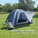 Carpa Con Sobre Techo y Alero Waggs 4 Personas Impermeable Azul