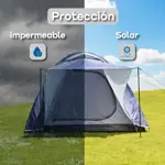Carpa Con Sobre Techo y Alero Waggs 4 Personas Impermeable Azul
